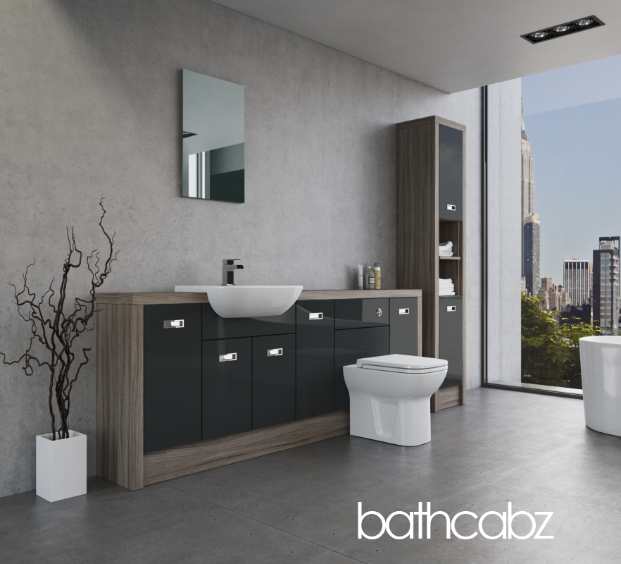 ATHENA DRIFTWOOD BASE & TALL UNIT BATHROOM FITTED FURNITURE