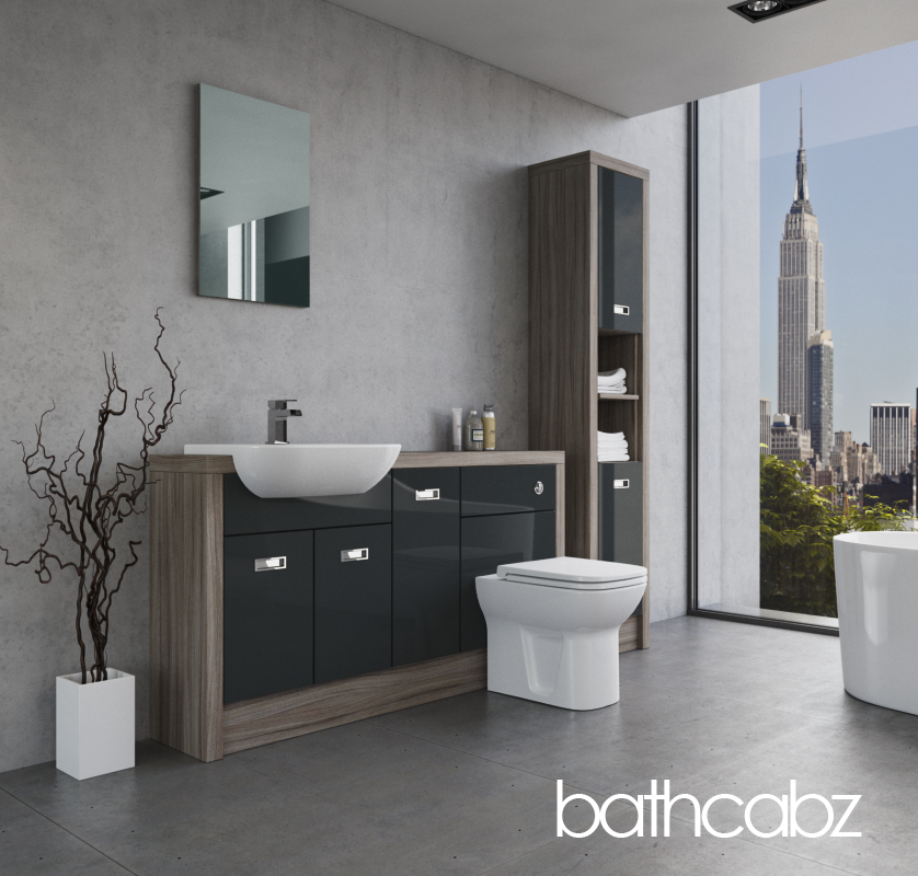 ATHENA DRIFTWOOD BASE & TALL UNIT BATHROOM FITTED FURNITURE