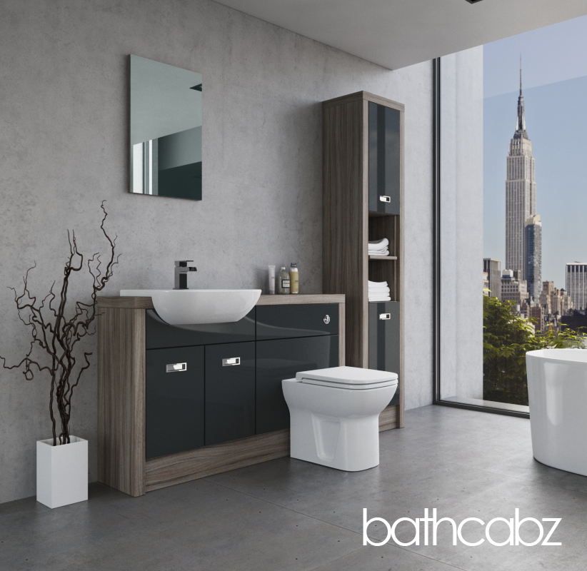 ATHENA DRIFTWOOD BASE & TALL UNIT BATHROOM FITTED FURNITURE