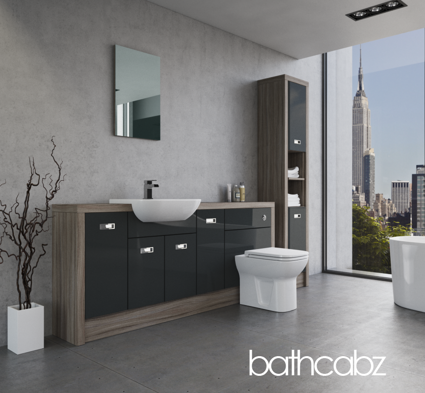 ATHENA DRIFTWOOD BASE & TALL UNIT BATHROOM FITTED FURNITURE