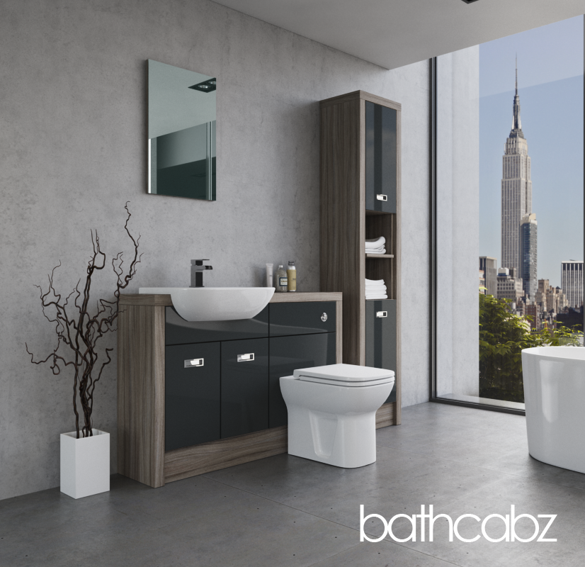 ATHENA DRIFTWOOD BASE & TALL UNIT BATHROOM FITTED FURNITURE