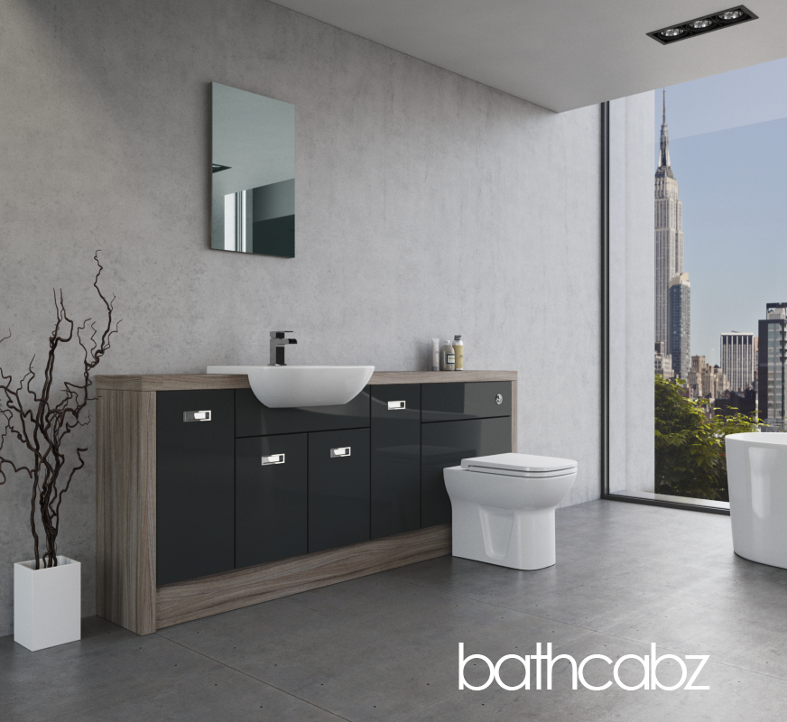 ATHENA DRIFTWOOD BASE UNITS BATHROOM FITTED FURNITURE