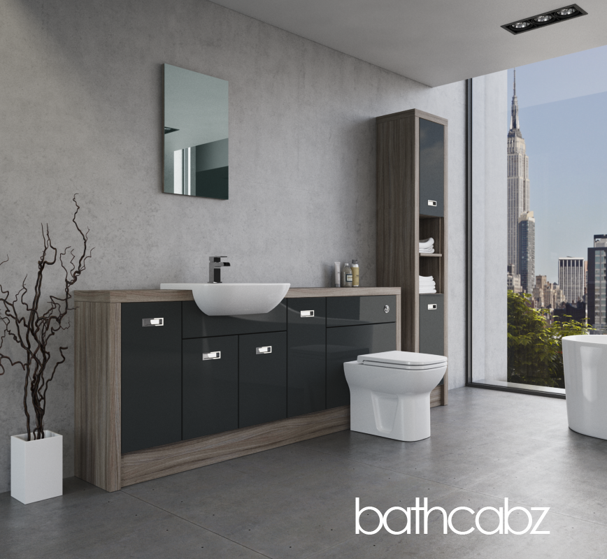 ATHENA DRIFTWOOD BASE & TALL UNIT BATHROOM FITTED FURNITURE