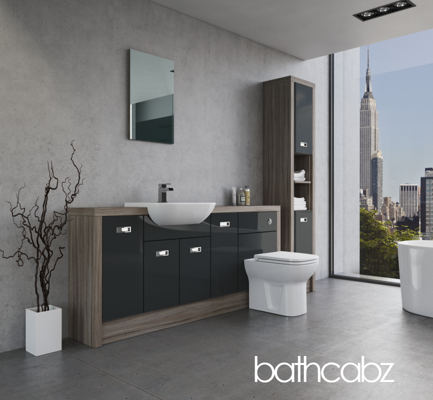 ATHENA DRIFTWOOD BASE & TALL UNIT BATHROOM FITTED FURNITURE