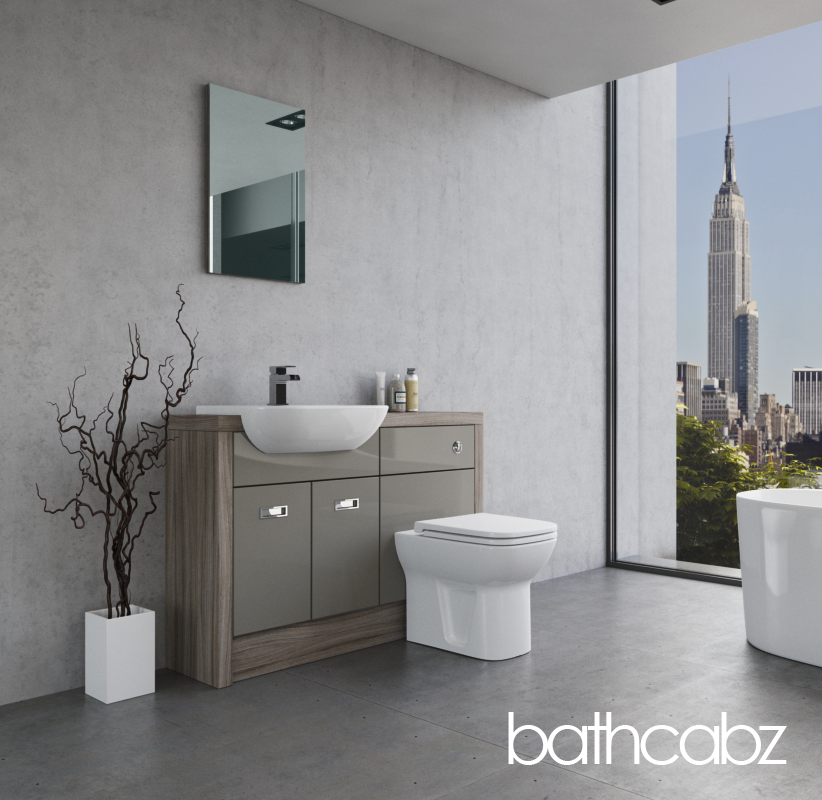 ATHENA DRIFTWOOD BASE UNITS BATHROOM FITTED FURNITURE