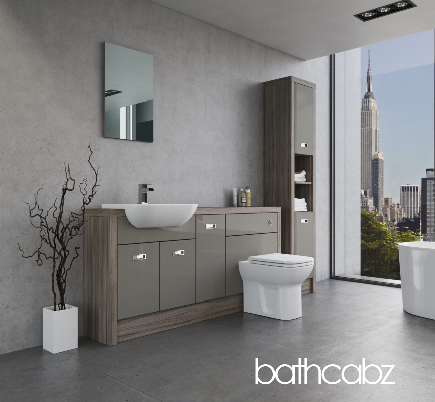ATHENA DRIFTWOOD BASE & TALL UNIT BATHROOM FITTED FURNITURE