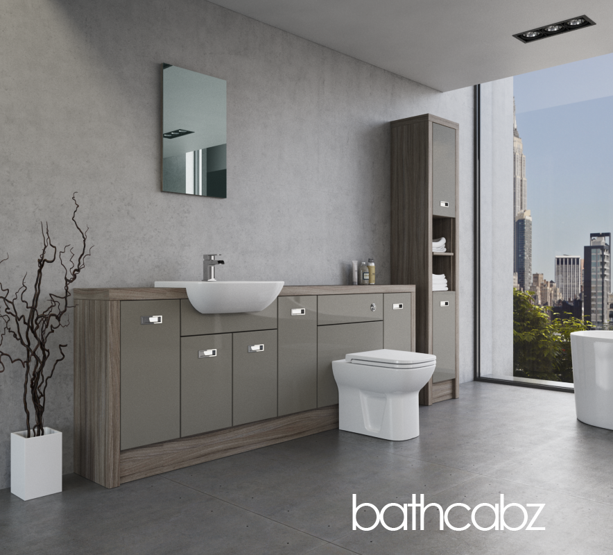 ATHENA DRIFTWOOD BASE & TALL UNIT BATHROOM FITTED FURNITURE