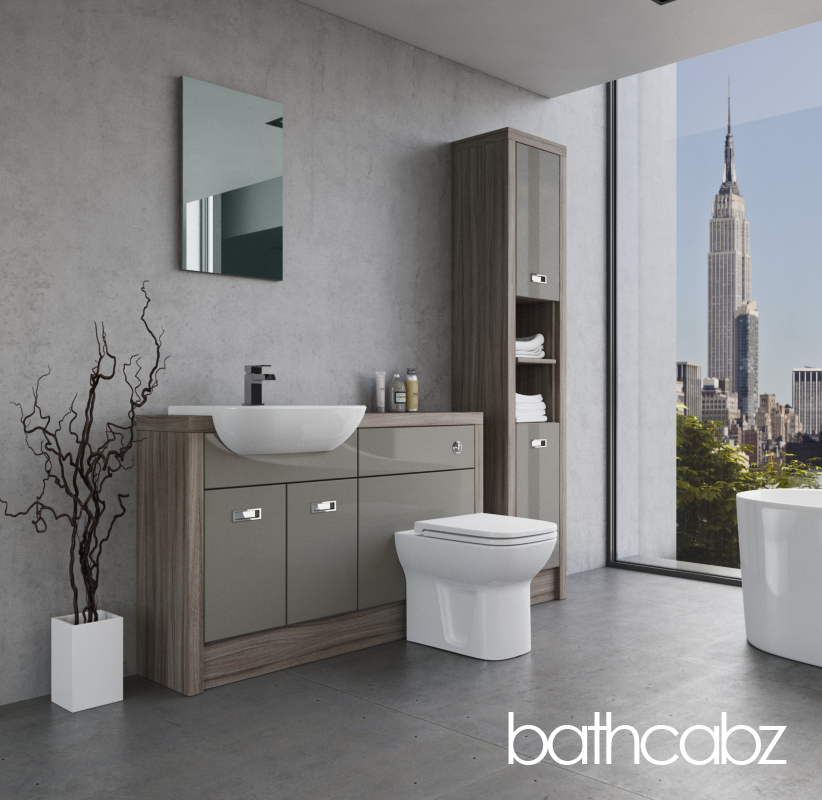 ATHENA DRIFTWOOD BASE & TALL UNIT BATHROOM FITTED FURNITURE