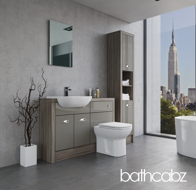 ATHENA DRIFTWOOD BASE & TALL UNIT BATHROOM FITTED FURNITURE