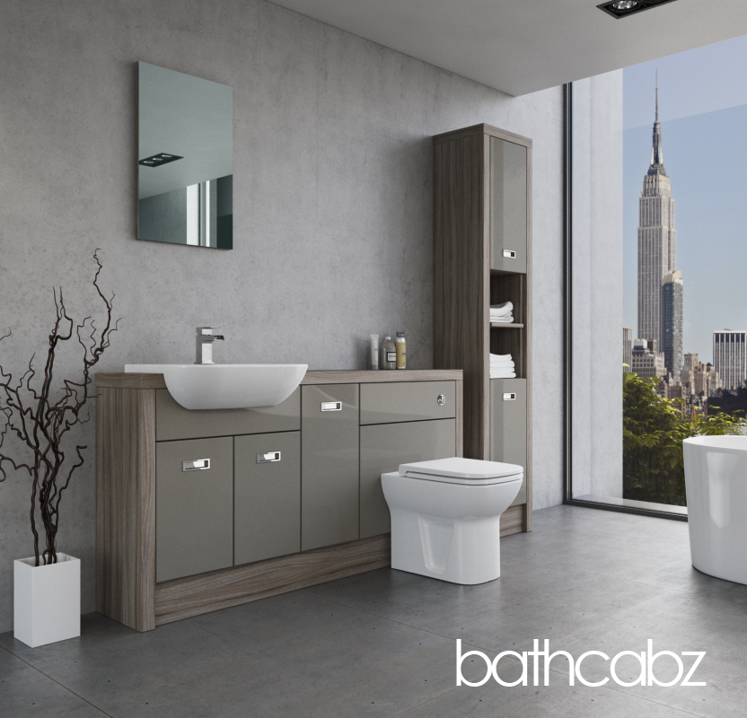 ATHENA DRIFTWOOD BASE & TALL UNIT BATHROOM FITTED FURNITURE