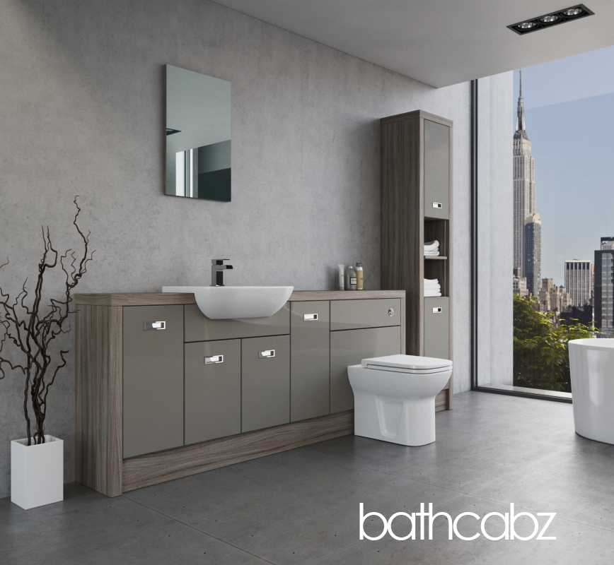ATHENA DRIFTWOOD BASE & TALL UNIT BATHROOM FITTED FURNITURE