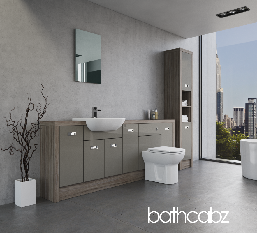 ATHENA DRIFTWOOD BASE & TALL UNIT BATHROOM FITTED FURNITURE