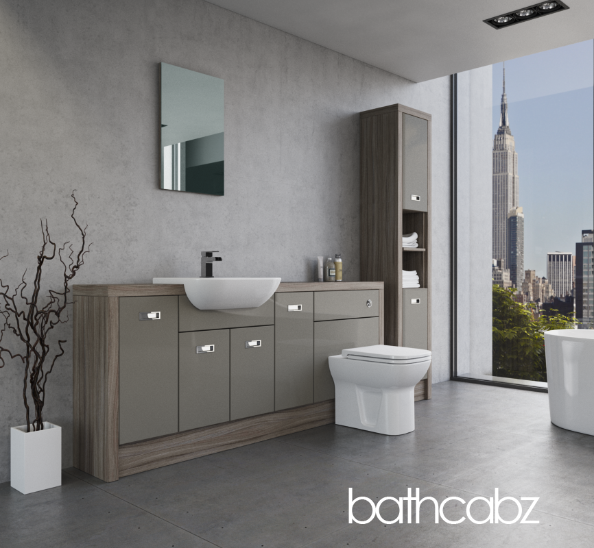 ATHENA DRIFTWOOD BASE & TALL UNIT BATHROOM FITTED FURNITURE