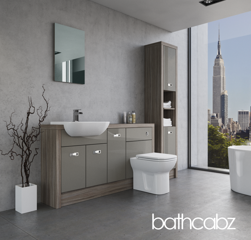ATHENA DRIFTWOOD BASE & TALL UNIT BATHROOM FITTED FURNITURE