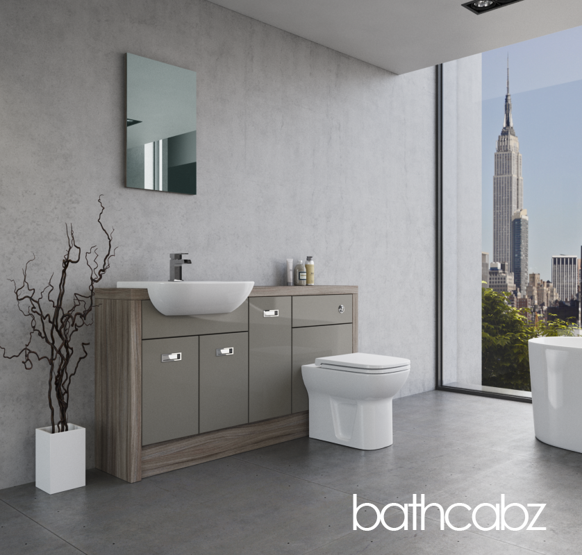 ATHENA DRIFTWOOD BASE UNITS BATHROOM FITTED FURNITURE