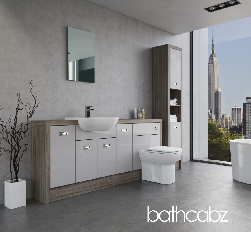 ATHENA DRIFTWOOD BASE & TALL UNIT BATHROOM FITTED FURNITURE