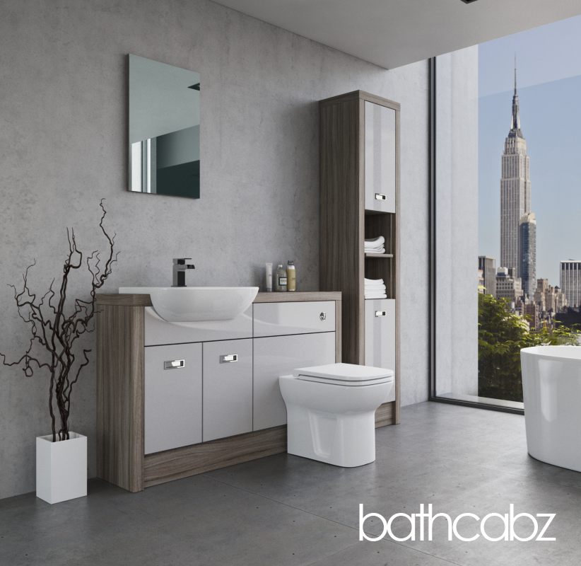 ATHENA DRIFTWOOD BASE & TALL UNIT BATHROOM FITTED FURNITURE