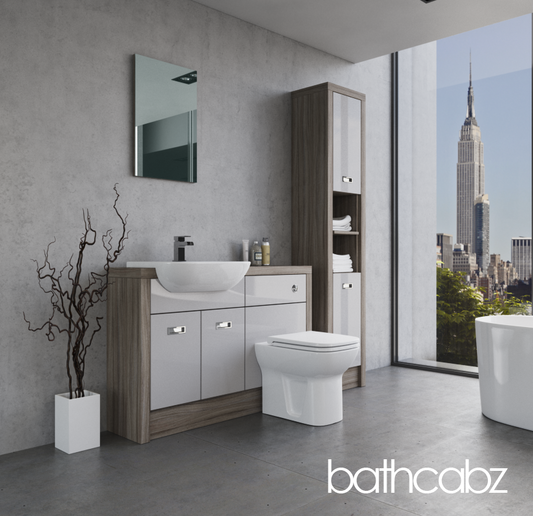 ATHENA DRIFTWOOD BASE & TALL UNIT BATHROOM FITTED FURNITURE