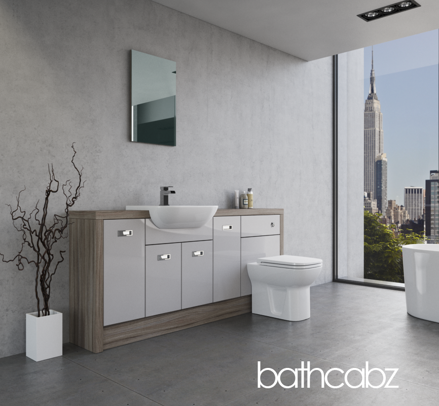 ATHENA DRIFTWOOD BASE UNITS BATHROOM FITTED FURNITURE