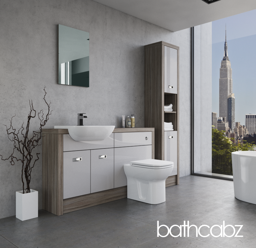 ATHENA DRIFTWOOD BASE & TALL UNIT BATHROOM FITTED FURNITURE