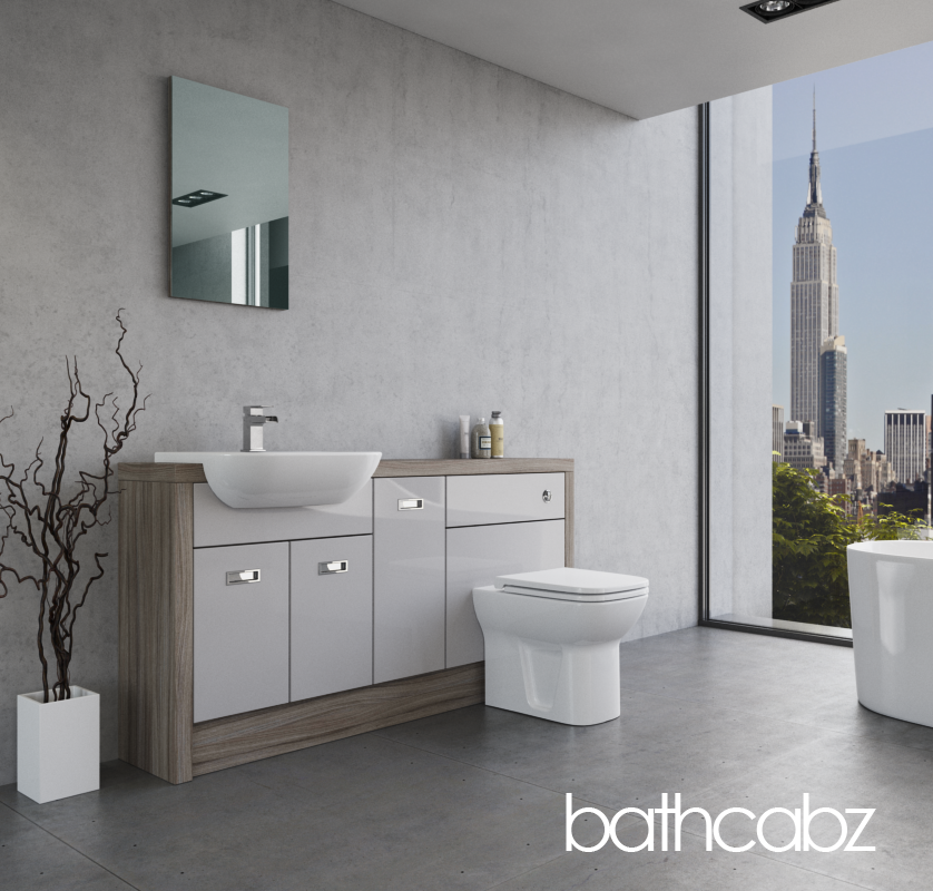 ATHENA DRIFTWOOD BASE UNITS BATHROOM FITTED FURNITURE