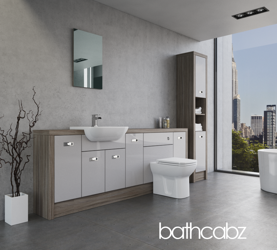 ATHENA DRIFTWOOD BASE & TALL UNIT BATHROOM FITTED FURNITURE