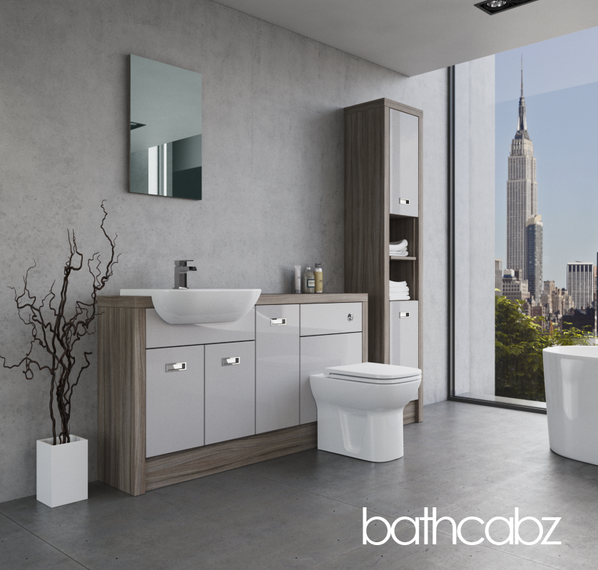 ATHENA DRIFTWOOD BASE & TALL UNIT BATHROOM FITTED FURNITURE