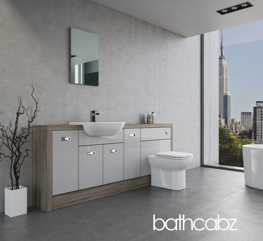 ATHENA DRIFTWOOD BASE UNITS BATHROOM FITTED FURNITURE