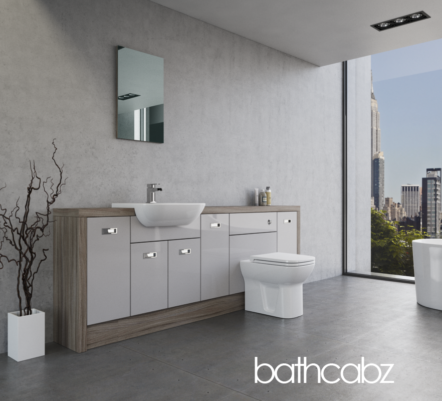 ATHENA DRIFTWOOD BASE UNITS BATHROOM FITTED FURNITURE