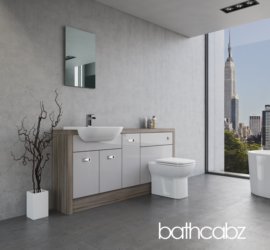 ATHENA DRIFTWOOD BASE UNITS BATHROOM FITTED FURNITURE