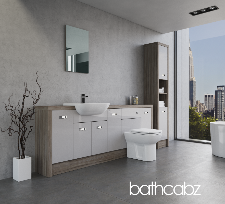 ATHENA DRIFTWOOD BASE & TALL UNIT BATHROOM FITTED FURNITURE