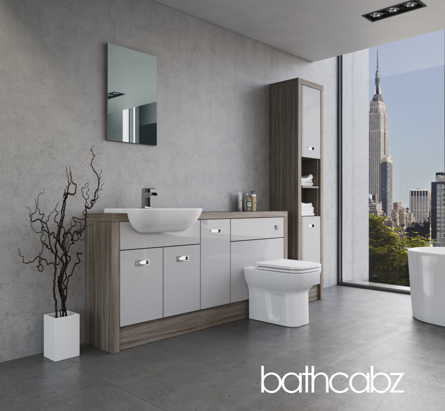 ATHENA DRIFTWOOD BASE & TALL UNIT BATHROOM FITTED FURNITURE
