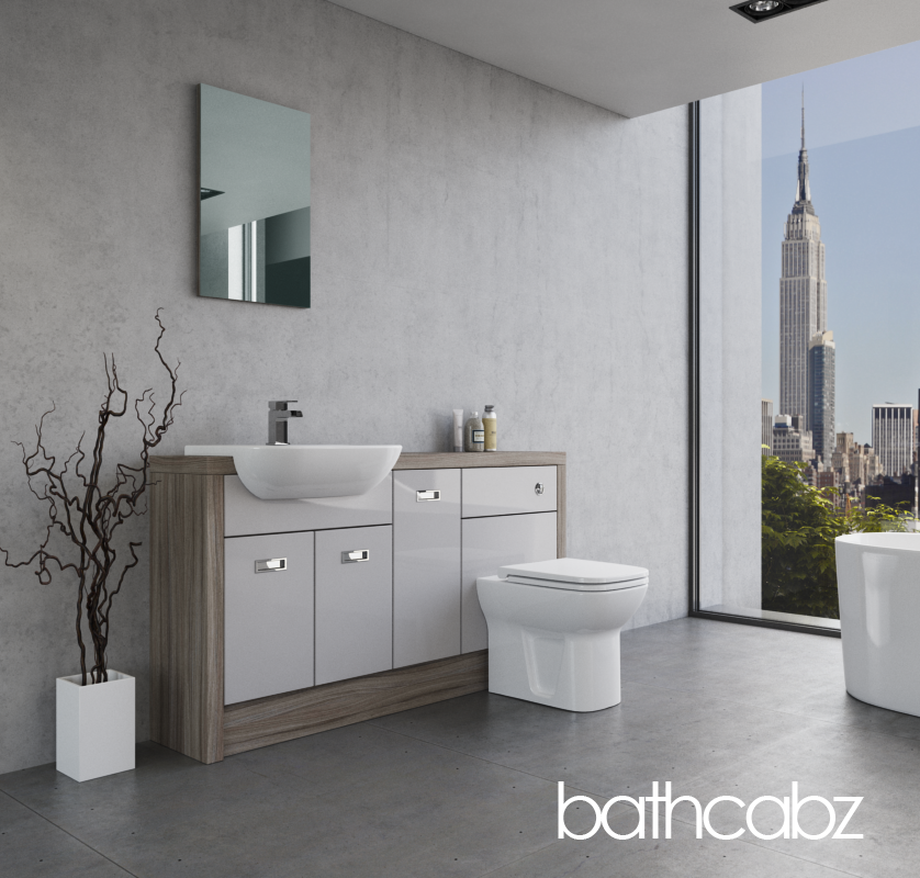 ATHENA DRIFTWOOD BASE UNITS BATHROOM FITTED FURNITURE