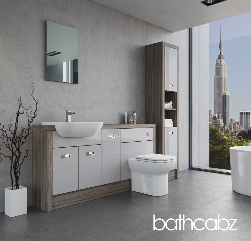 ATHENA DRIFTWOOD BASE & TALL UNIT BATHROOM FITTED FURNITURE