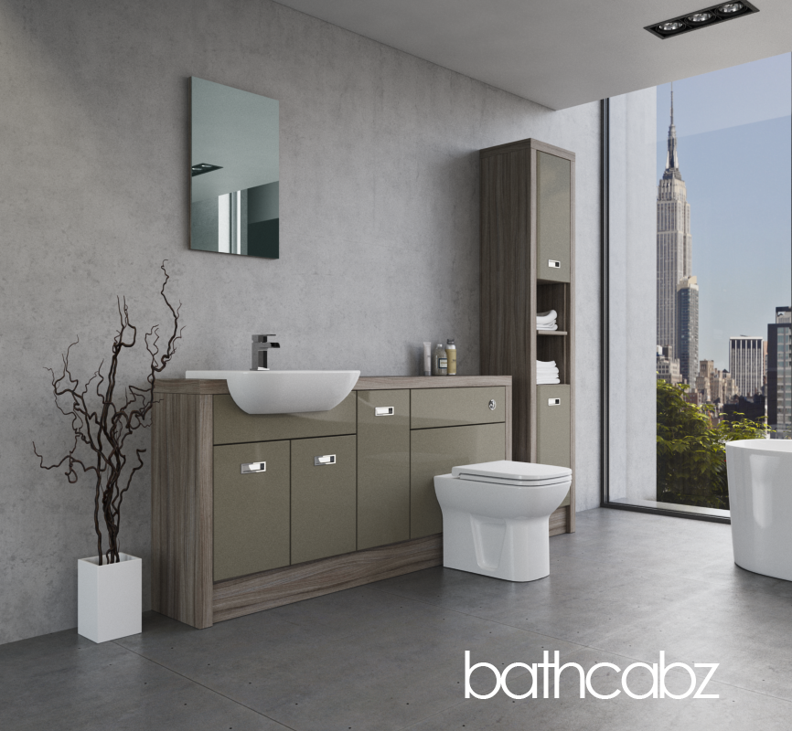 ATHENA DRIFTWOOD BASE & TALL UNIT BATHROOM FITTED FURNITURE
