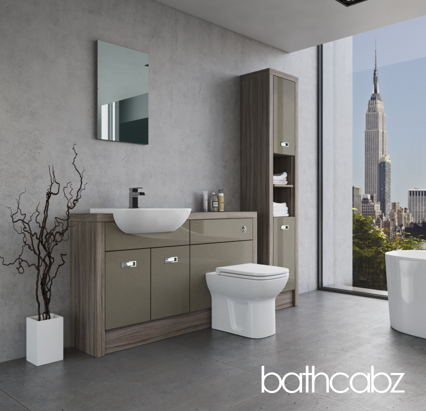 ATHENA DRIFTWOOD BASE & TALL UNIT BATHROOM FITTED FURNITURE