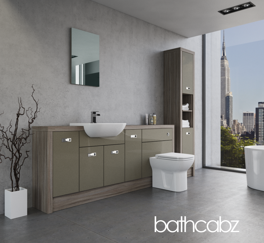 ATHENA DRIFTWOOD BASE & TALL UNIT BATHROOM FITTED FURNITURE
