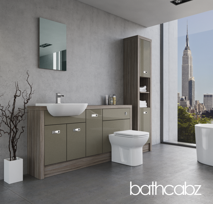 ATHENA DRIFTWOOD BASE & TALL UNIT BATHROOM FITTED FURNITURE