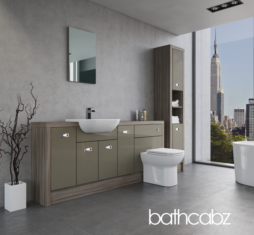 ATHENA DRIFTWOOD BASE & TALL UNIT BATHROOM FITTED FURNITURE