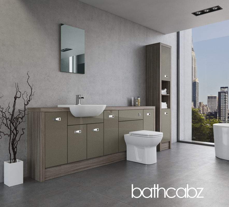 ATHENA DRIFTWOOD BASE & TALL UNIT BATHROOM FITTED FURNITURE