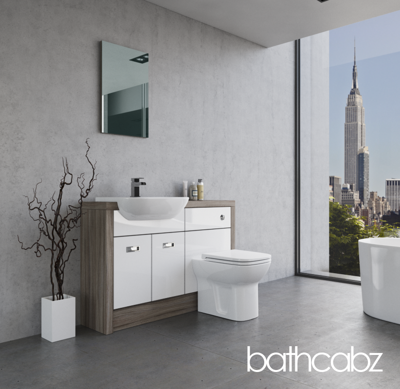 ATHENA DRIFTWOOD BASE UNITS BATHROOM FITTED FURNITURE