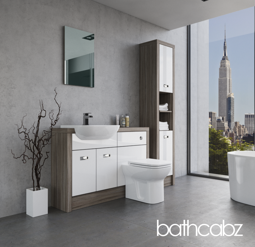 ATHENA DRIFTWOOD BASE & TALL UNIT BATHROOM FITTED FURNITURE
