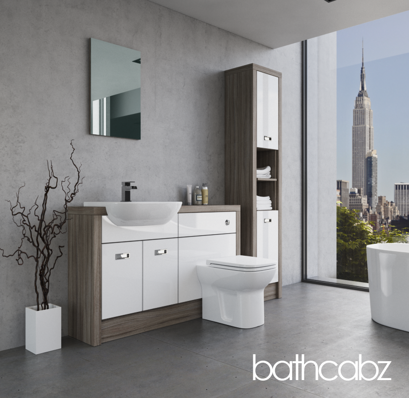 ATHENA DRIFTWOOD BASE & TALL UNIT BATHROOM FITTED FURNITURE
