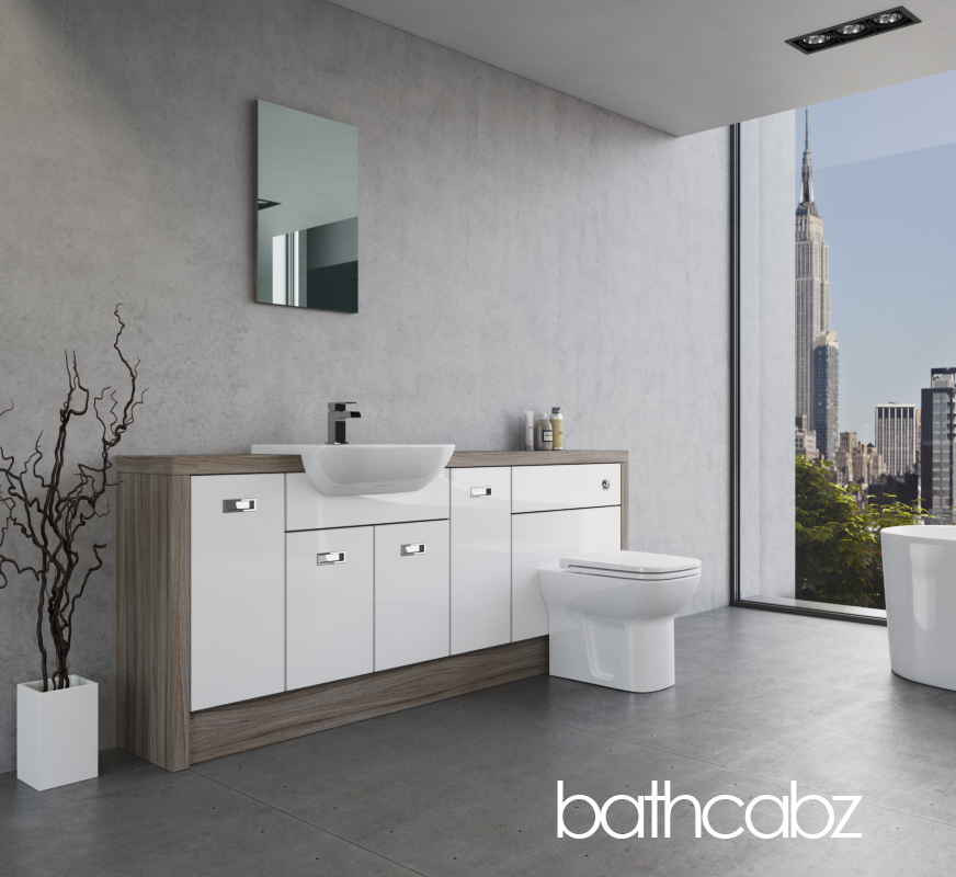 ATHENA DRIFTWOOD BASE UNITS BATHROOM FITTED FURNITURE