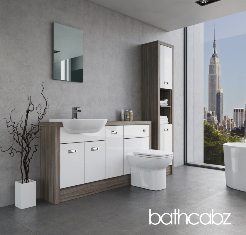 ATHENA DRIFTWOOD BASE & TALL UNIT BATHROOM FITTED FURNITURE