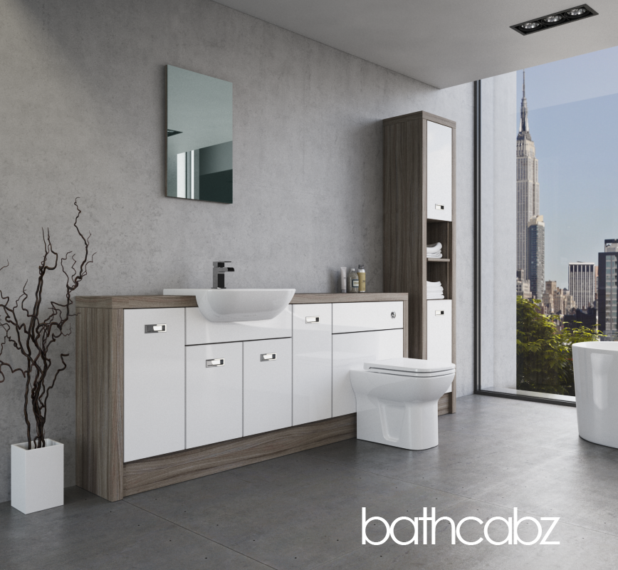 ATHENA DRIFTWOOD BASE & TALL UNIT BATHROOM FITTED FURNITURE