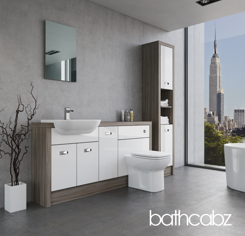 ATHENA DRIFTWOOD BASE & TALL UNIT BATHROOM FITTED FURNITURE