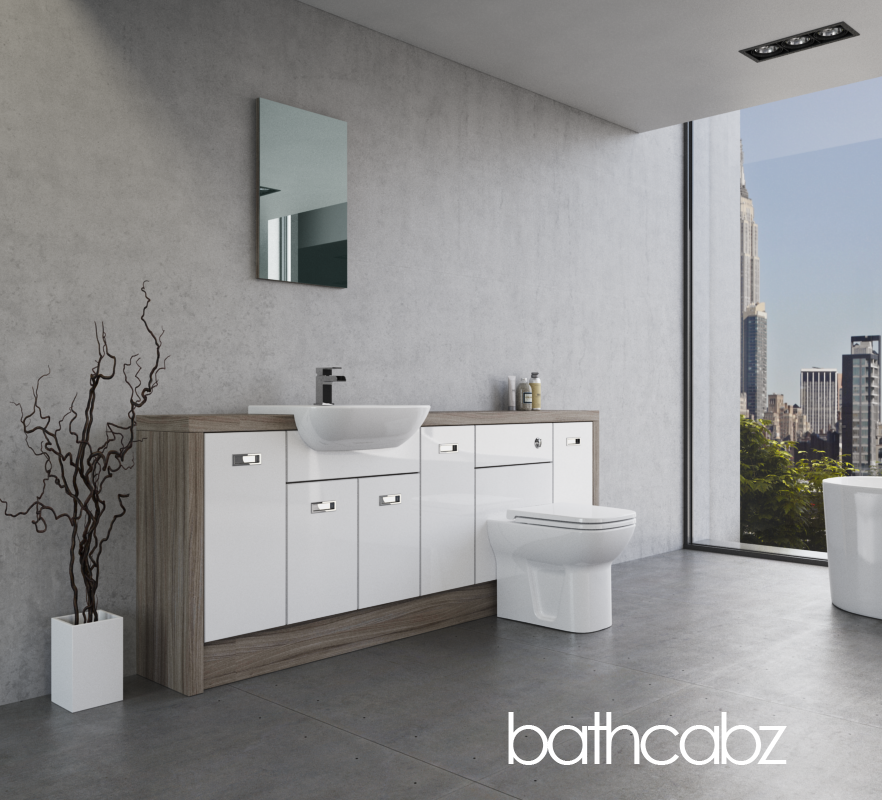 ATHENA DRIFTWOOD BASE UNITS BATHROOM FITTED FURNITURE