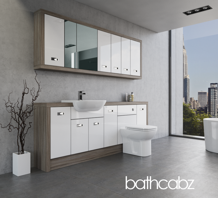 ATHENA DRIFTWOOD BASE & WALL UNITS BATHROOM FITTED FURNITURE