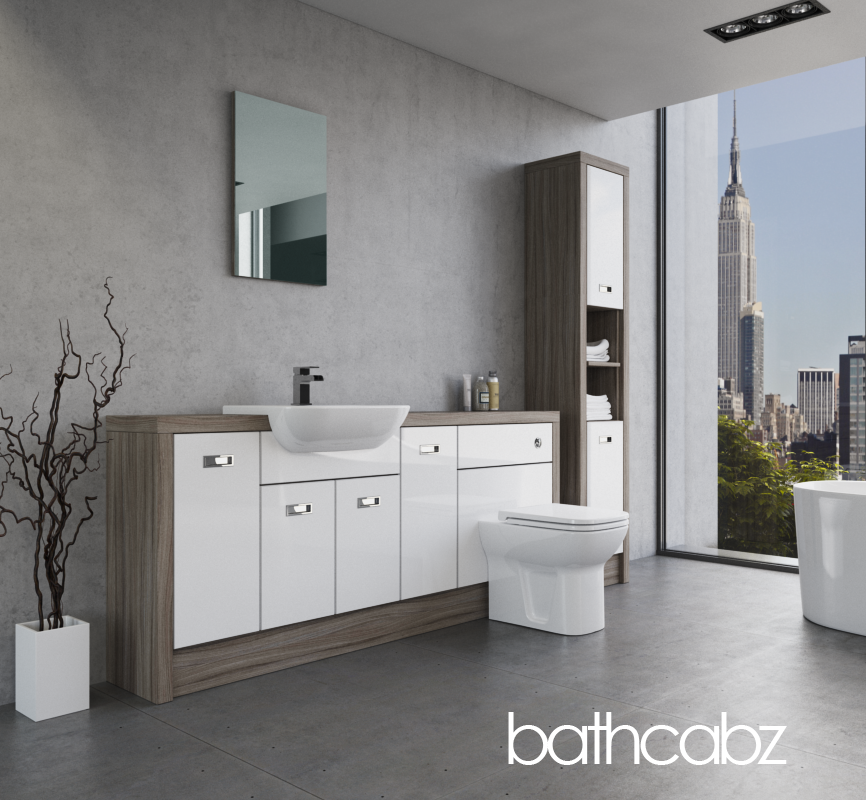 ATHENA DRIFTWOOD BASE & TALL UNIT BATHROOM FITTED FURNITURE
